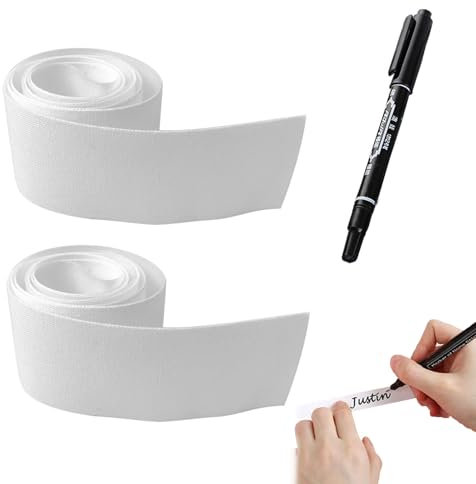 Namensetiketten,2 Rollen Namensaufkleber Kleidung,Personalisierbare Bügeletiketten,Namensetiketten Zum Aufbügeln,Bekleidungsetiketten,Wascheetiketten,mit schwarzem Stift (2cm*300CM)