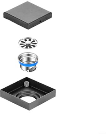 Zuverlässiger Edelstahl-Duschablauf, abnehmbare Reinigung und reibungsloser Wasserablauf (Schwarz, 10 x 10)