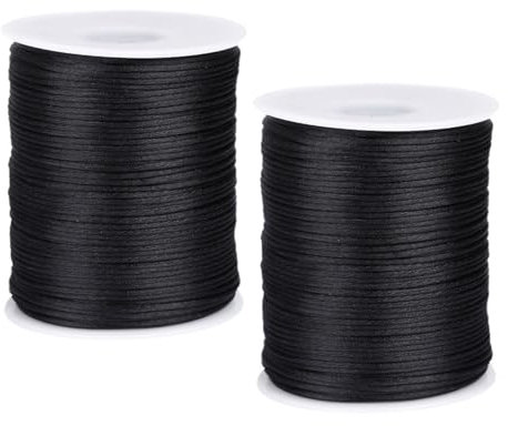 Nylonschnur für Armbänder 1,5mm x 200m Nylonfaden Armband Schnur Schwarz Faden Nylonschnur Nylonband Satinschnur für Armbänder
