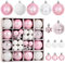 BOFUNX 44Pcs Christmas Balls Decoration Tree Baubles Glitter Hanging Ornaments Shatterproof for Holiday Home Party Decoration (Pink & White)