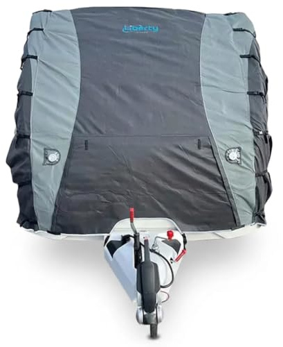 Liberty Leisure Padded Caravan Front Towing Cover 215-250cm Adjustable | 4-ply padded towing cover with adjustable fit, LED lights, UV protection, water-repellent finish and reinforced straps