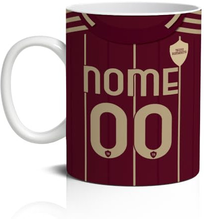 Tazza Tifoso Calcio Serie A Grafica Maglia Tifoso Milanista Interista Romanista Personalizzata con nome e numero Misura 23x11 in Ceramica Sublimatica (Tifoso Roma)