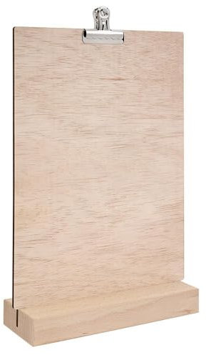 Zeigis® - Holz-Tischaufsteller DIN A4 Hoch mit Klammer, doppelseitig, Holzfuß