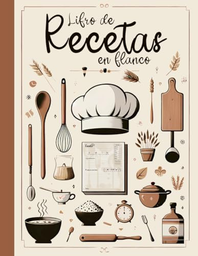 Libro de recetas en blanco: Cuaderno para escribir recetas con 100 páginas A4 para cocineros caseros, práctico índice final. ¡Regalo útil para todos!