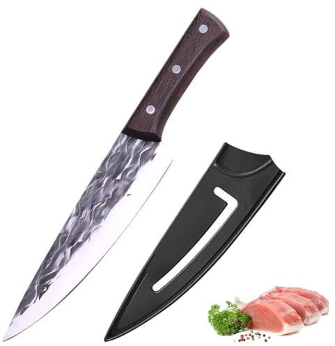 Doklasu Japanese Chef Knife 8 inch Professional Kitchen Knives Handmade Forged Full Tang High Carbon Steel Cooking Knife with Wooden Handle and Sheath