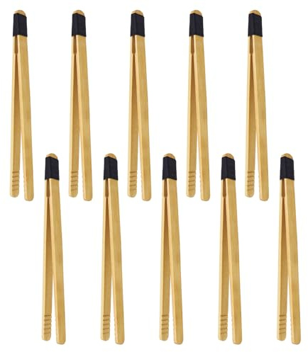 CONNECTION 10 Pezzi Pinze Di Bambù 18 x 1.1cm Pinze Per Toast in Bambù con Corda Pinze Legno Cucina Riutilizzabili Pinze Per Barbecue per Cucinare Pane Frutta Dessert Sottaceti Tè Grigliate Insalata