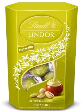 Lindt Lindor Pistachio Chocolate Truffles Box 200g | Pistachio chocolate truffles with a smooth centre. Premium seasonal gifting choice for chocolate lovers.