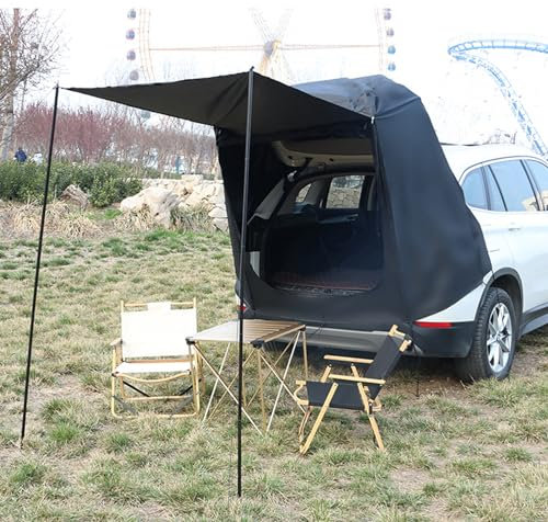 Tienda de Campaña para Coche, Anti-UV Toldo para Maletero de Coche con Mosquitera, Impermeable Toldo para Coche Camping para SUV (Negro)