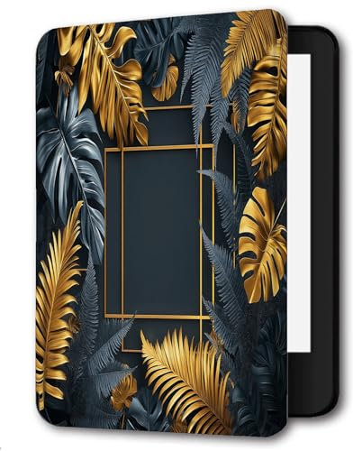 Case for 6 Kindle Paperwhite 5/6/7th Generation Case 2012,2013,2015,2016 Version (Model: EY21 / DP75SDI),Slim PU Leather Hard Cover for Kindle Paperwhite 6 inch,Rectangular Geometry Luxury Plants
