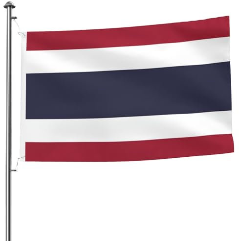 Bandera de Tailandia de doble cara de 5 x 8 pies, pancarta resistente para exteriores y jardín, perfecta para decoración de interiores y exteriores