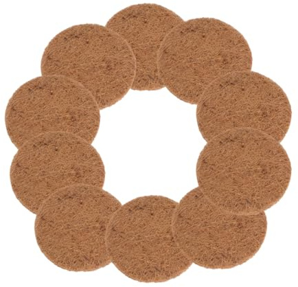 Milisten 10pcs Round Coconut Fiber Mat Nesting Pads Natural Breathable Flowerpot Mat for Bird Breeding Pigeon Nest Egg Pads Pet Supplies 15cm Thickness 0.6-0.8cm
