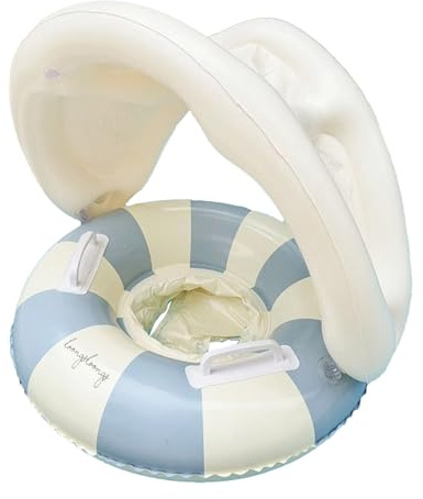 Bague De Natation Gonflable avec Parasol Amovible, Bouée Siège De Piscine avec Poignée Bébé, Flotteur De Piscine pour Tout-Petits, Aide À La Natation pour La Piscine Et La Plage, pour 3 À 72 Mois