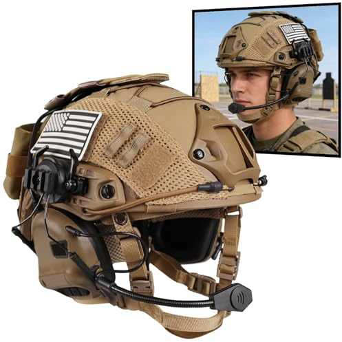 LZAQHMT Casco Táctico Fast 4 En 1 Ajustable Y Mejorado - Auriculares Funda Desmontable para Casco Equipo Táctico Militar Cosplay Airsoft para Adultos
