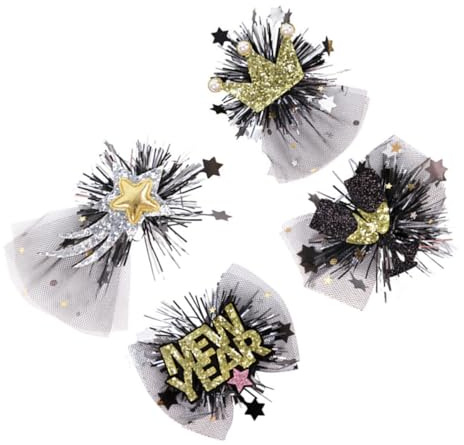 Haarschmuck Halloween Mottoparty Festliche Haarspangen 4 Stück-pack Schwarz | Mesh Pet Metall Stoff, Robust und Formstabil, für Neujahr und Rollenspielpartys, Niedlich