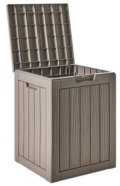 Beliani Aufbewahrungsbox Kunststoff 46 x 58 cm taupe Gartentruhe Outdoor Kissenbox Medellin