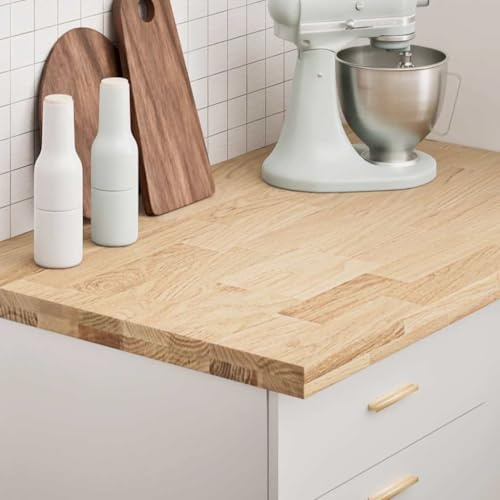 Bendmaxx Encimera de cocina de madera maciza de roble 100 x 63,5 x 4 cm, encimera rectangular para cocina, taller, oficina, con superficie de mesa robusta para renovación y construcción de muebles
