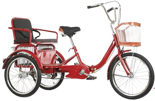 KIBONCY 3-Rad-Fahrrad for Erwachsene Mit Doppelkettenantrieb, Cruiser-Dreirad Mit Niedrigem Einstieg, Ergonomischem Sattel, Ablagekorb Vorne, Stabiler Rahmen for Den Täglichen(20inE)