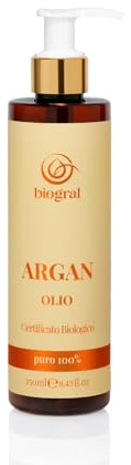 ARGAN ITALIA - Olio d'Argan 100% puro da 250ml. biologico certificato Ecocert - pelle elastica, giovane, idratata
