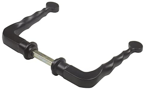 Amig - Juego de 2 Manillas Decorativas para Cancelas, Vallas o Puertas de Jardín Mod.101SP - Roseta Ø19 mm - Tirador 114 mm - Cuadradillo 8 mm - Tipo Forja - De Zamak Acabado en Negro
