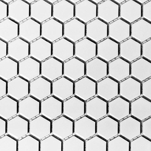 Mosaik Fliese Keramik Hexagon weiß matt für BODEN WAND BAD WC DUSCHE KÜCHE FLIESENSPIEGEL THEKENVERKLEIDUNG BADEWANNENVERKLEIDUNG WB11A-0111