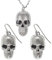 Widmann 03512 - Schmuckset, Kette und Ohrringe, mit silberfarbenen Totenköpfen, Vampir, Rocker, Karneval, Mottoparty, Halloween