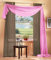 Gardinen Set, 2 x Schlaufenschal Voile, transparent, 245x140, Nougat, 1 x Voile Querbehang, Freihanddeko, 140x600, Rosa, 61000560