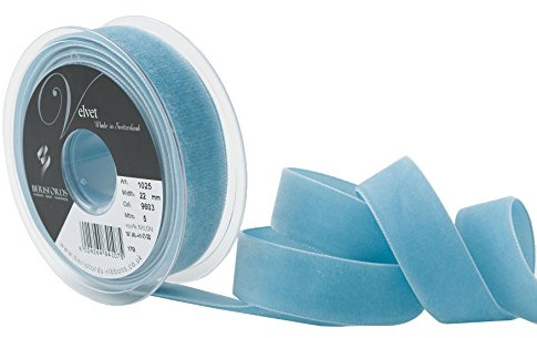 Berisfords Velvet Ribbon Blue Note 30mm - Nylon Craft Ribbon for Sewing, Gift Wrapping and Hair Accessories