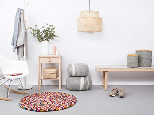 myfelt Filzkugelteppich Lotte - Ø 50 cm, ideal für Schlaf-, Wohn-, Kinderzimmer, Flur & Bad, Bunt