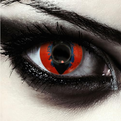 DESIGNLENSES, Farbige rot blaue Katzenaugen Halloween Kostüm Kontaktlinsen, 1 Paar (2 Stück),weiche Drachen Farblinsen ohne Stärke, Death Dragon