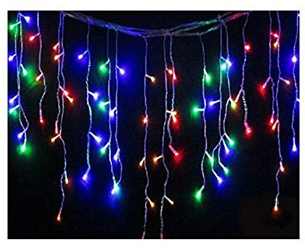 Best Artificial Multi-Coloured 2.4M/8ft LED Outdoor Icicle Waterproof Battery 8 Multi-Function with Timer String Lights Garden Party Fairy