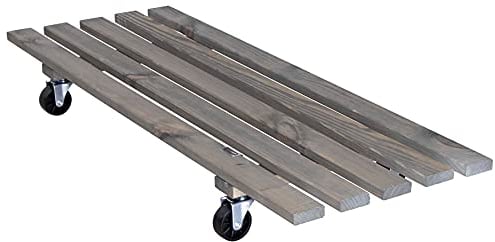 WAGNER Carrello per Piante Double 79 x 29 x 8,5 cm I Carrello per Fiori per Interni ed Esterni I Portavaso in Legno di conifere, Rigato, Grigio, con Ruote I Portata 150 kg I Fatto in UE - 20087901