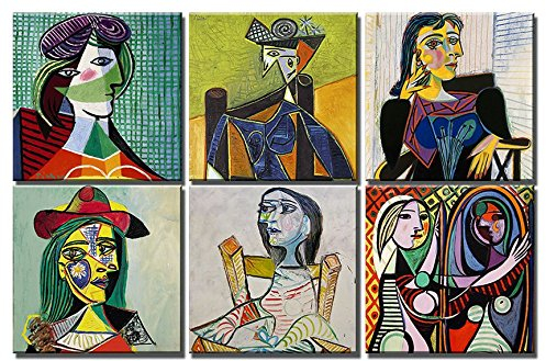 time4art Pablo Picasso Portrait Print Canvas 6 Bild 6 x 30x30cm Cubism Surrealism auf Keilrahmen Leinwand