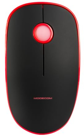 Modecom MC-WRM113 rot-schwarz Funkmaus USB | Ergonomische Kabellose Computermaus für Laptop & PC | Optische Maus mit USB-Empfänger | Komfortables Design für Home Office & Business | 2.4GHz Funk
