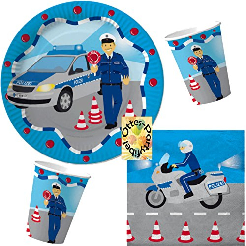 HHO Polizei Party-Set 36tlg. für 8 Kinder : Teller Becher Servietten