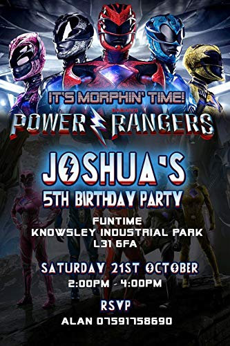 Power Rangers Party Invitations & Envelopes Invites K161 (Personalised) Click Customize now for prices