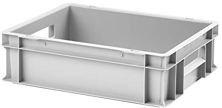 1a-TopStore Euro-Stapelbox EB-412, 400x300x120 mm (LxBxH), grau ähnl. RAL7001, aus Polypropylen, lebensmittelecht, 2 Handgriffe, ca. 11 Liter Vol.
