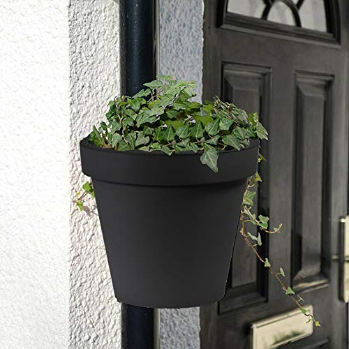 GEEZY Drain Pipe Flower Pot - Innovative Hanging Plant Pot for Outdoor Use, Fits 99% Pipes, Weatherproof Plastic Planter, Clever Design for Flowers & Salads, Black, 24x24x21cm, 3kg Capacity