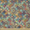 ABAKUHAUS marokkanisch Stoff als Meterware, Orientalische Motive, Microfaser Stoff für Dekoratives Basteln, 1M (230x100cm), Türkis Grün Gelb