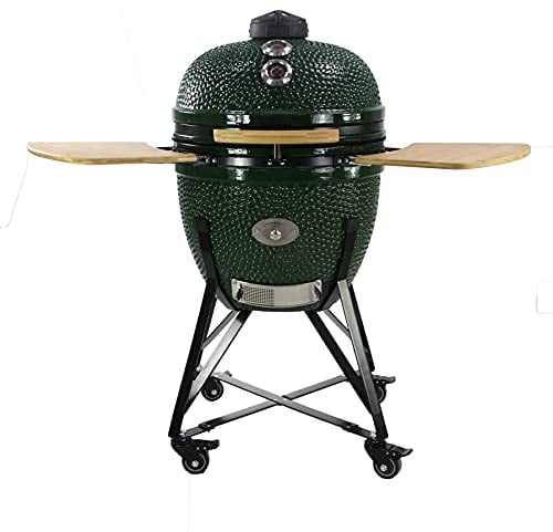 YNNI KAMADO TQ0C23GR XL 23 Grill, Verde con Chipfeeder, BBQ, Ceramica, Uovo, Smoker, TQ0C23GR