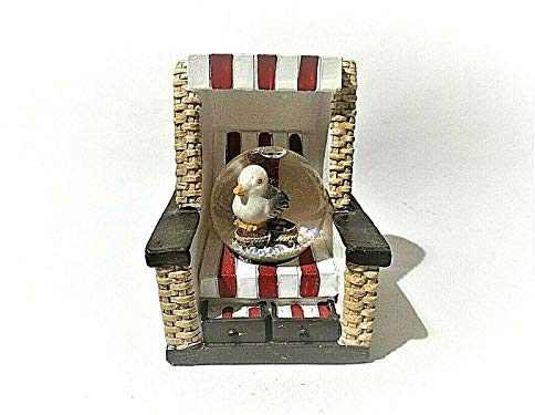 Euro Souvenirs Schneekugel Maritim Möwe im Strandkorb Schüttelkugel Glitzerkugel Glitterkugel (17144)