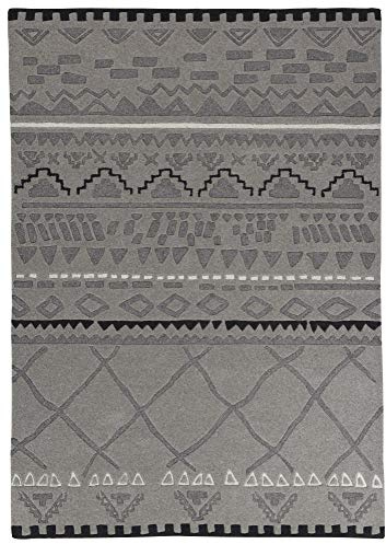 Handgefertigter Natur-Teppich aus 100% ungefärbte Wolle (IWS); Nepal Design | Bordüre | 200 x 300 cm; Farbe: Natur Grau | THEKO die markenteppiche - Napura