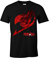 Fairy Tail Herren T-Shirt Logo mit Natsu Baumwolle schwarz - M