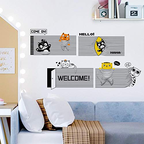 Kreative Niedliche Katze Wandaufkleber Für Jugendlich Raumdekoration Wandkunst Aufkleber Wohnkultur Selbstklebende Wandbilder Vinyl Tapete, Kinder Baby Wandaufkleber,Wandtattoos,Wall Stickers Murals
