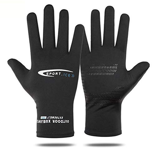Thin Mountain Cycling Gloves for Men Elastic Ice Silk Running Anti-Slip Exercise Gloves for Outdoor Sports and Activities