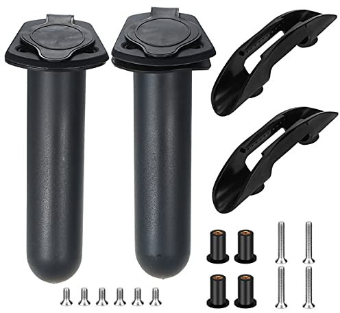 Techson 2PCS Kayak Fishing Rod Holders with Cap Cover & Universal Paddle Clips - Flush Mount Design for Canoe, Deck Boat & Water Sports - Durable, Adjustable & Secure Rowing Accessories