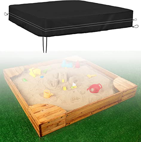 600D Waterproof Sandbox Cover with Drawstrings, 48 x 48 x 8 in, Black