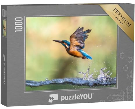puzzleYOU: Puzzle 1000 Teile „Eisvogel fliegt aus dem Wasser“ – aus der Puzzle-Kollektion Vögel, Eisvogel