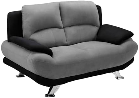 Vente-unique - Canapé 2 Places en Microfibre MUSKO - Bicolore Gris et Noir