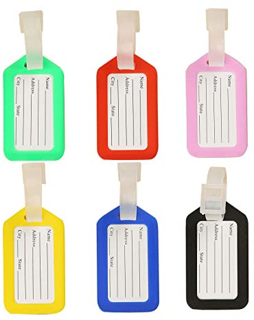Etiquettes pour Bagages, Étiquette De Voyage, Etiquette Valise, Etiquette Bagage Valise, Étiquettes d'identification de Valise, pour Marquer Les Clés, Valises, Sacs, 6Pcs