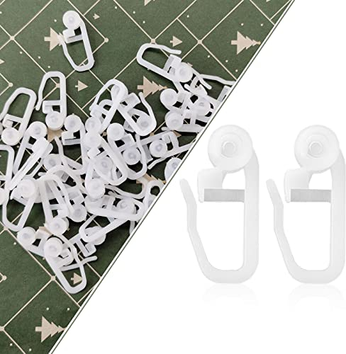 FuninCrea Flexible Biegbare Deckenvorhangschiene, 50 Stück Gardinenröllchen aus Kunststoff, verstellbar, Gardinenhaken, Clip, Ringe zum Aufhängen, Duschvorhangring (A)